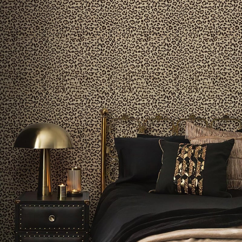JiffDiff Leopard Print Peel and Stick Wallpaper, Waterproof Removable Self Adhesive Textured Wall Paper, Yellow Unique Funky Cheetah Contact Paper for Bedroom and Bathroom 480"X17.3"(57.6 sq. ft) - Image 2